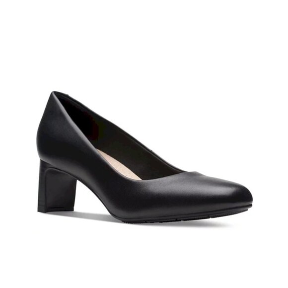 Clarks Women's Kyndall Iris Mid-Heeled Comfort Black Pumps Size 10W New in Box - Picture 1 of 8